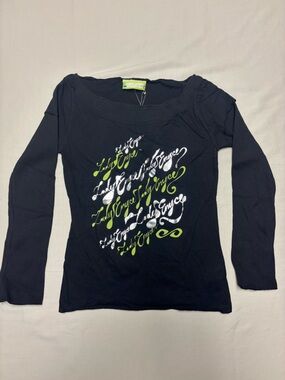 Enyce Black Long Sleeve Tee with Silver Script Accents